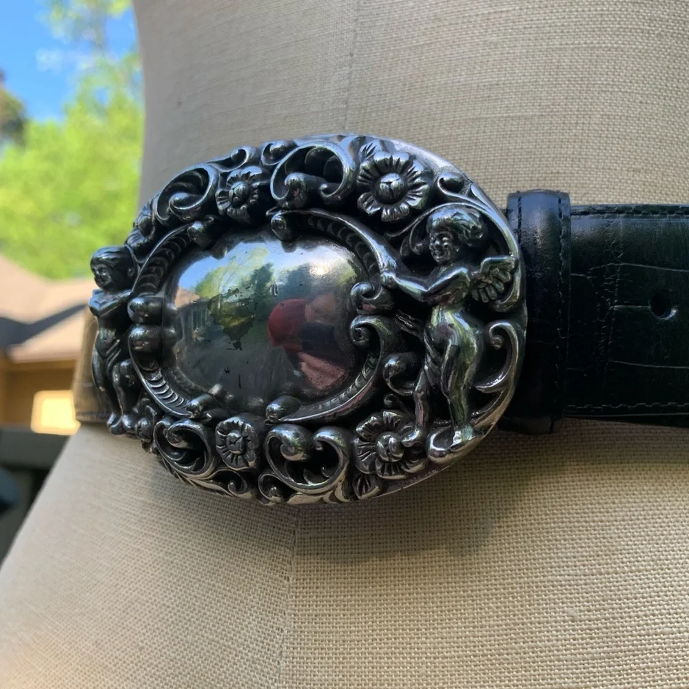 Vintage BrightonLeather Belt & Cherub Buckle
